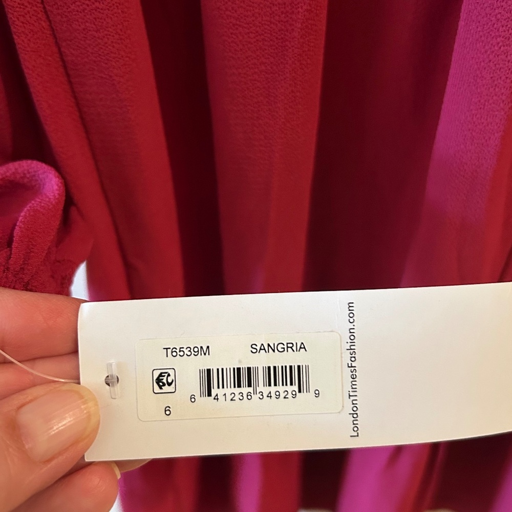 Dress, London Times, size 6, Color, *** Dress is not red, Burgundy/Sangria - Picture 6 of 6